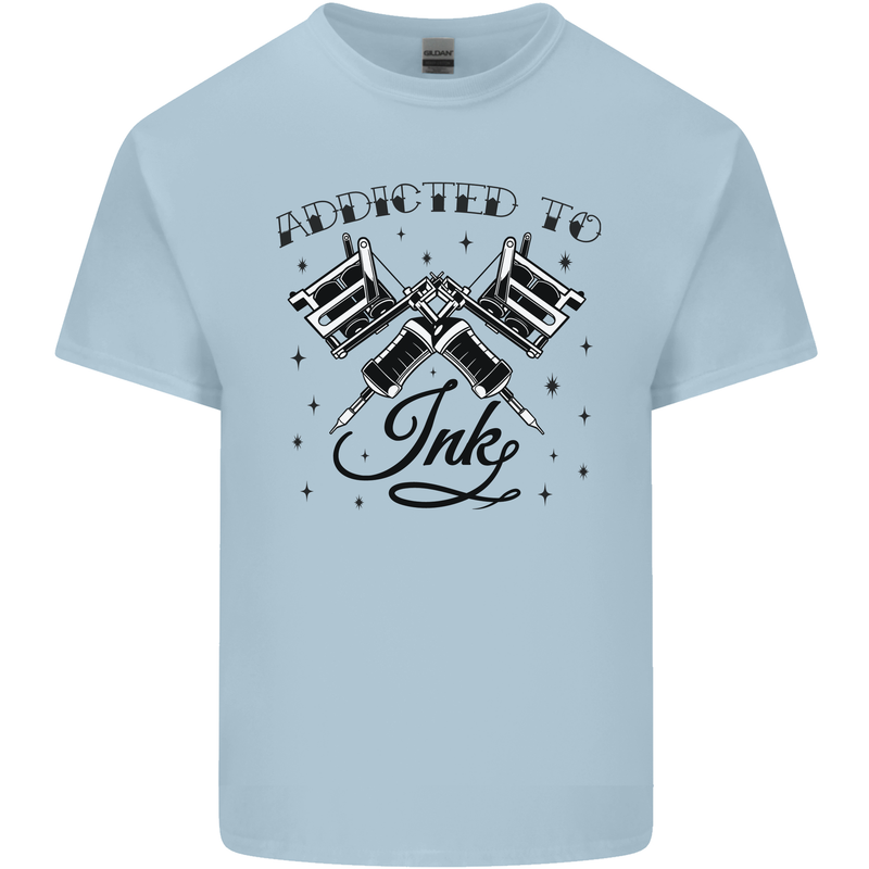 Addicted to Ink Tattoo Artist Tats Mens Cotton T-Shirt Tee Top Light Blue