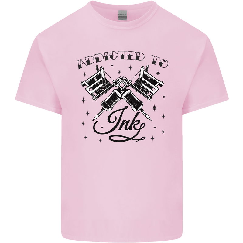 Addicted to Ink Tattoo Artist Tats Mens Cotton T-Shirt Tee Top Light Pink