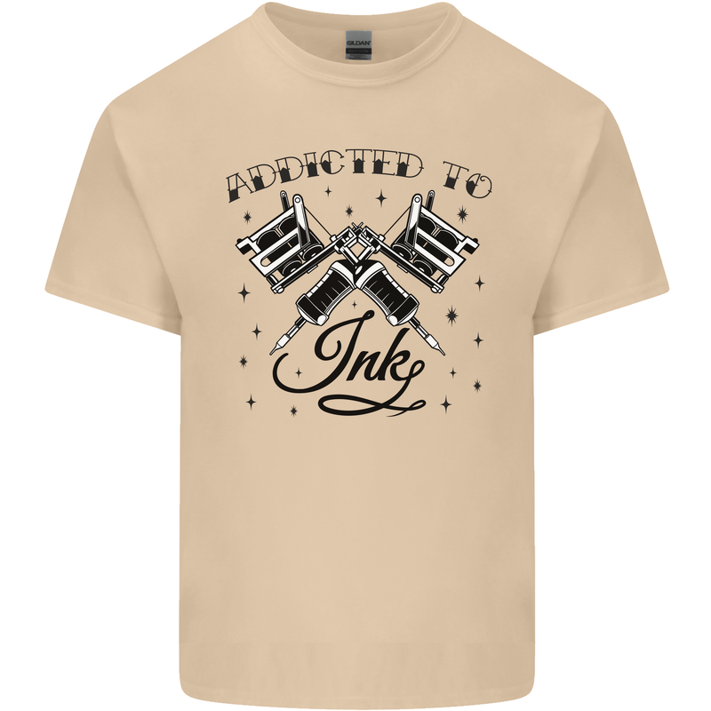 Addicted to Ink Tattoo Artist Tats Mens Cotton T-Shirt Tee Top Sand