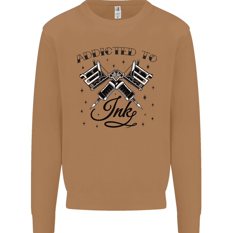 Addicted to Ink Tattoo Artist Tats Mens Sweatshirt Jumper Caramel Latte