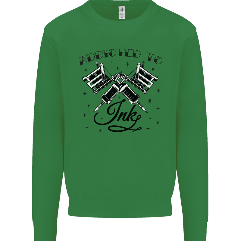 Addicted to Ink Tattoo Artist Tats Mens Sweatshirt Jumper Irish Green
