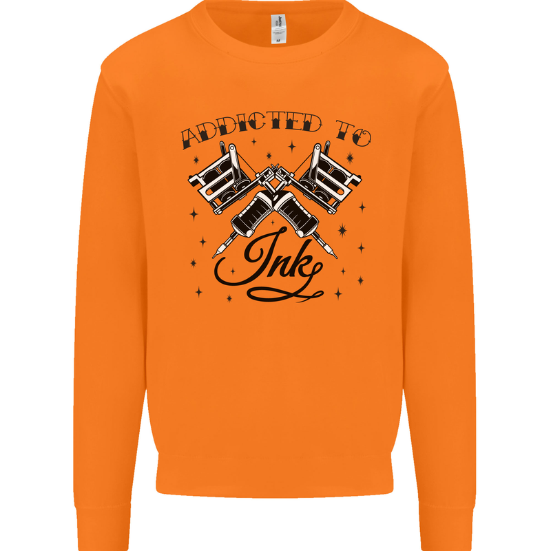 Addicted to Ink Tattoo Artist Tats Mens Sweatshirt Jumper Orange