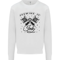 Addicted to Ink Tattoo Artist Tats Mens Sweatshirt Jumper White