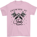 Addicted to Ink Tattoo Artist Tats Mens T-Shirt 100% Cotton Light Pink