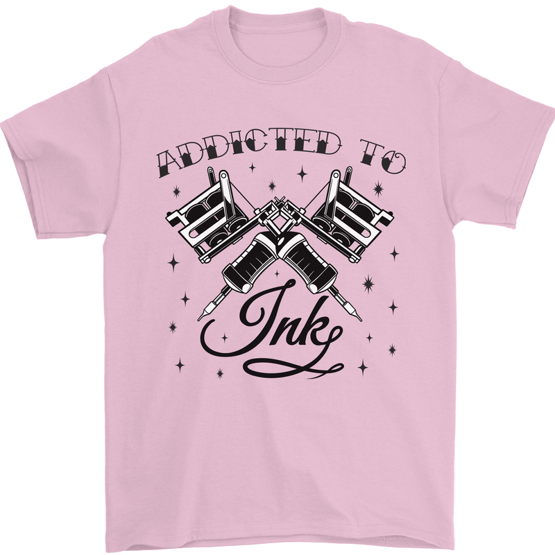 Addicted to Ink Tattoo Artist Tats Mens T-Shirt 100% Cotton Light Pink