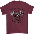 Addicted to Ink Tattoo Artist Tats Mens T-Shirt 100% Cotton Maroon