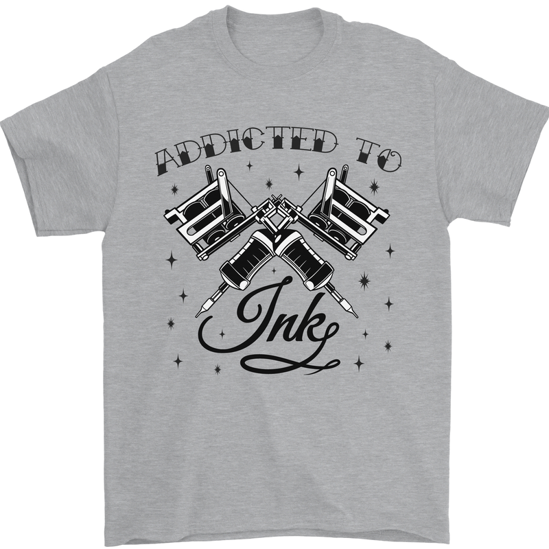 Addicted to Ink Tattoo Artist Tats Mens T-Shirt 100% Cotton Sports Grey