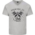 Addicted to Ink Tattoo Artist Tats Mens V-Neck Cotton T-Shirt Sports Grey
