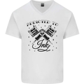 Addicted to Ink Tattoo Artist Tats Mens V-Neck Cotton T-Shirt White