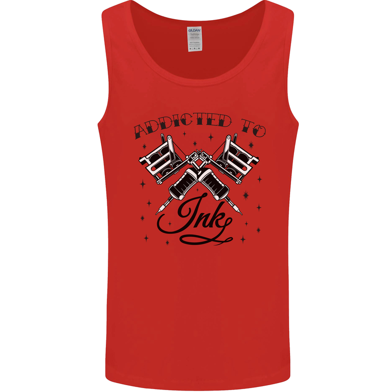 Addicted to Ink Tattoo Artist Tats Mens Vest Tank Top Red