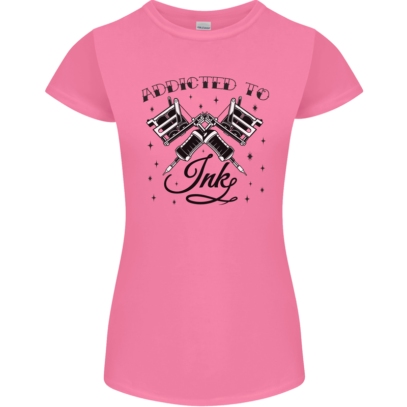 Addicted to Ink Tattoo Artist Tats Womens Petite Cut T-Shirt Azalea