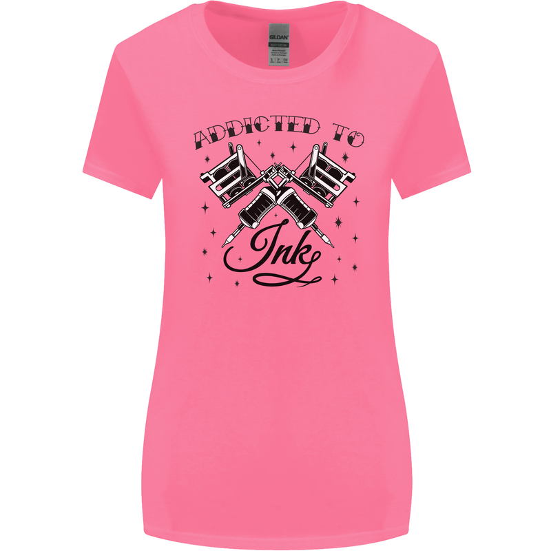 Addicted to Ink Tattoo Artist Tats Womens Wider Cut T-Shirt Azalea