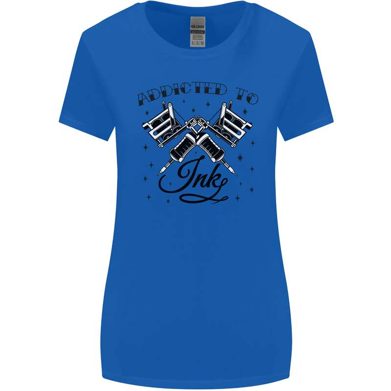 Addicted to Ink Tattoo Artist Tats Womens Wider Cut T-Shirt Royal Blue