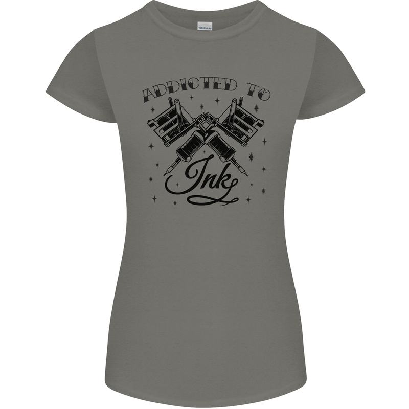 Addicted to Ink Tattoo Artist Womens Petite Cut T-Shirt Charcoal