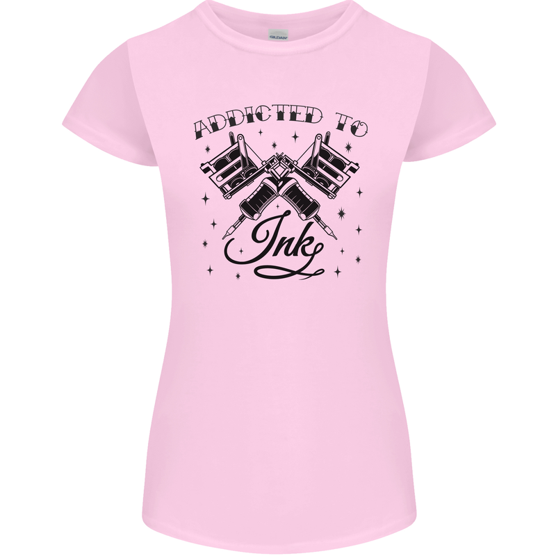Addicted to Ink Tattoo Artist Womens Petite Cut T-Shirt Light Pink