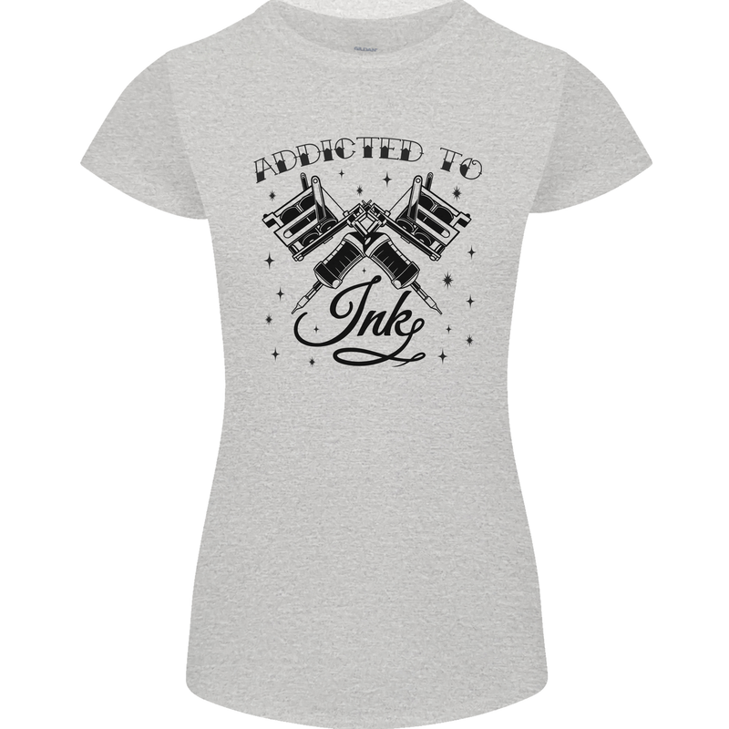 Addicted to Ink Tattoo Artist Womens Petite Cut T-Shirt Sports Grey