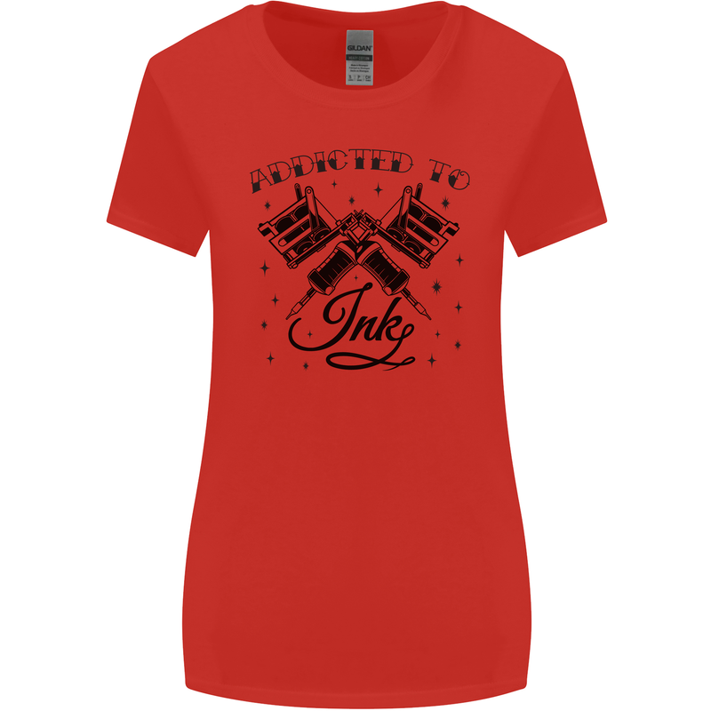 Addicted to Ink Tattoo Artist Womens Wider Cut T-Shirt Red