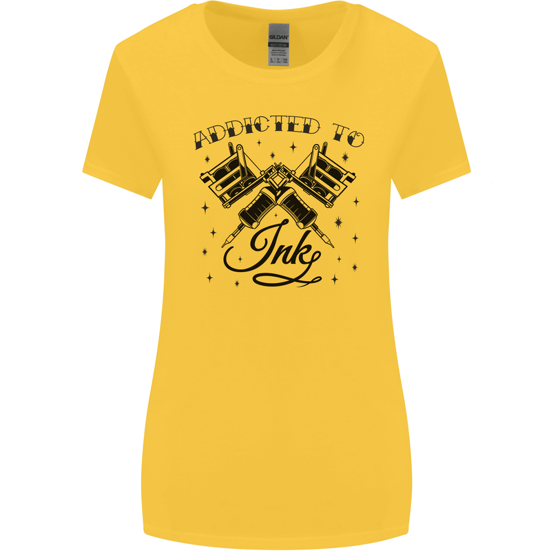 Addicted to Ink Tattoo Artist Womens Wider Cut T-Shirt Yellow
