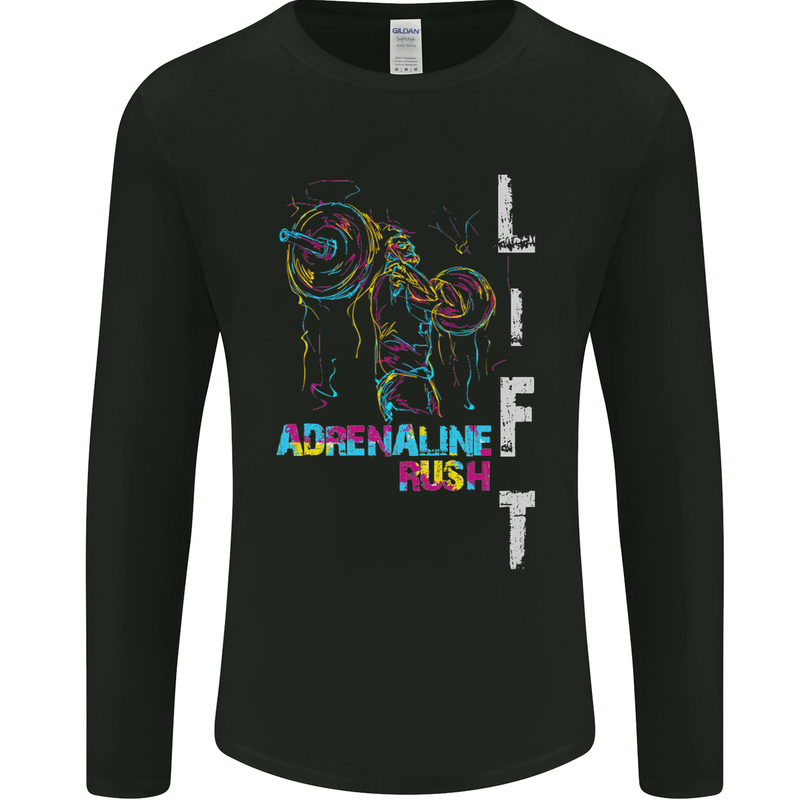 Adrenalin Rush Gym Training Top Mens Long Sleeve T-Shirt Black