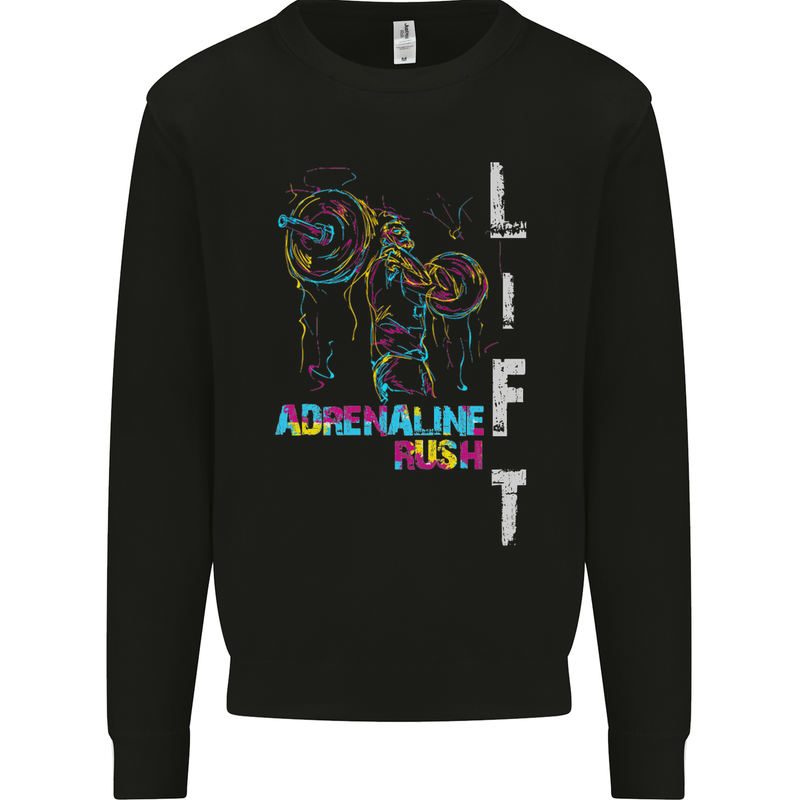Adrenalin Rush Gym Training Top Mens Sweatshirt Jumper Black