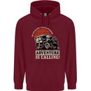 Adventure Is Calling 4X4 Off Roading Road Childrens Kids Hoodie Maroon