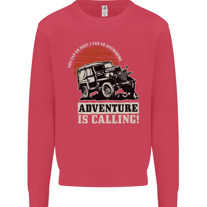 Adventure Is Calling 4X4 Off Roading Road Kids Sweatshirt Jumper Heliconia