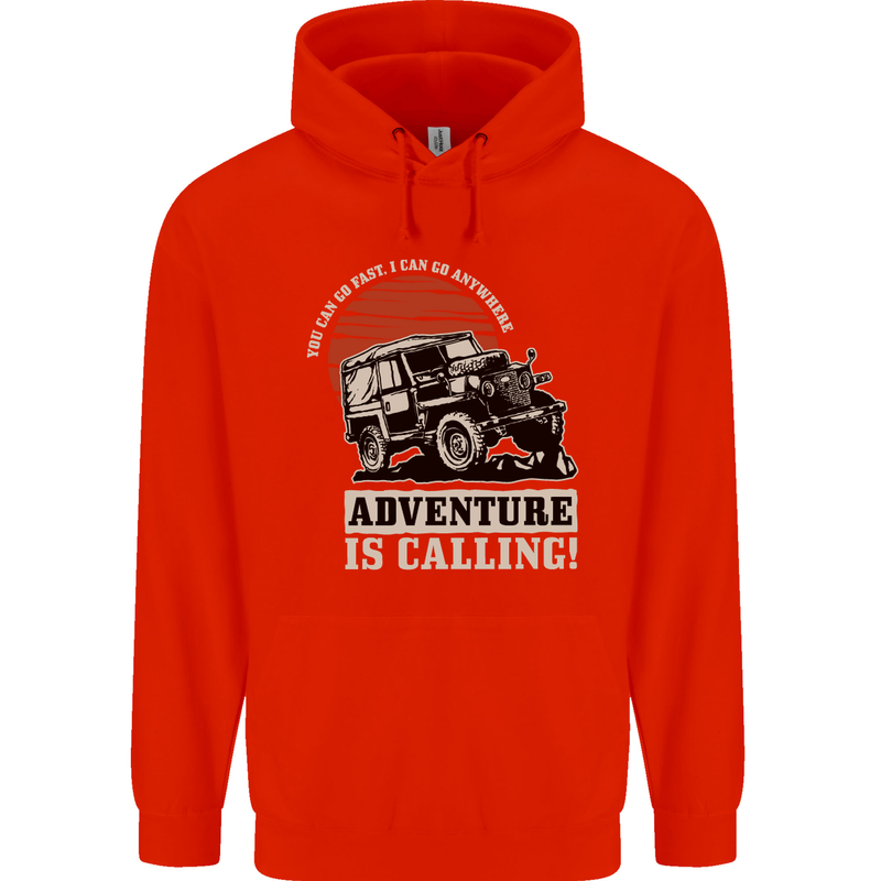 Adventure Is Calling 4X4 Off Roading Road Mens 80% Cotton Hoodie Bright Red