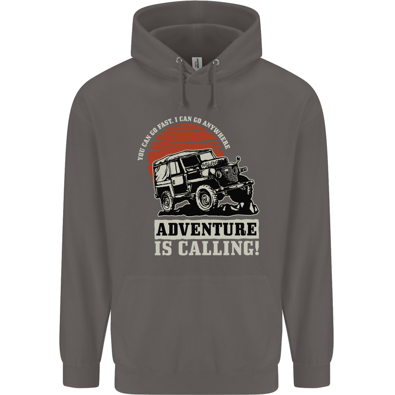 Adventure Is Calling 4X4 Off Roading Road Mens 80% Cotton Hoodie Charcoal