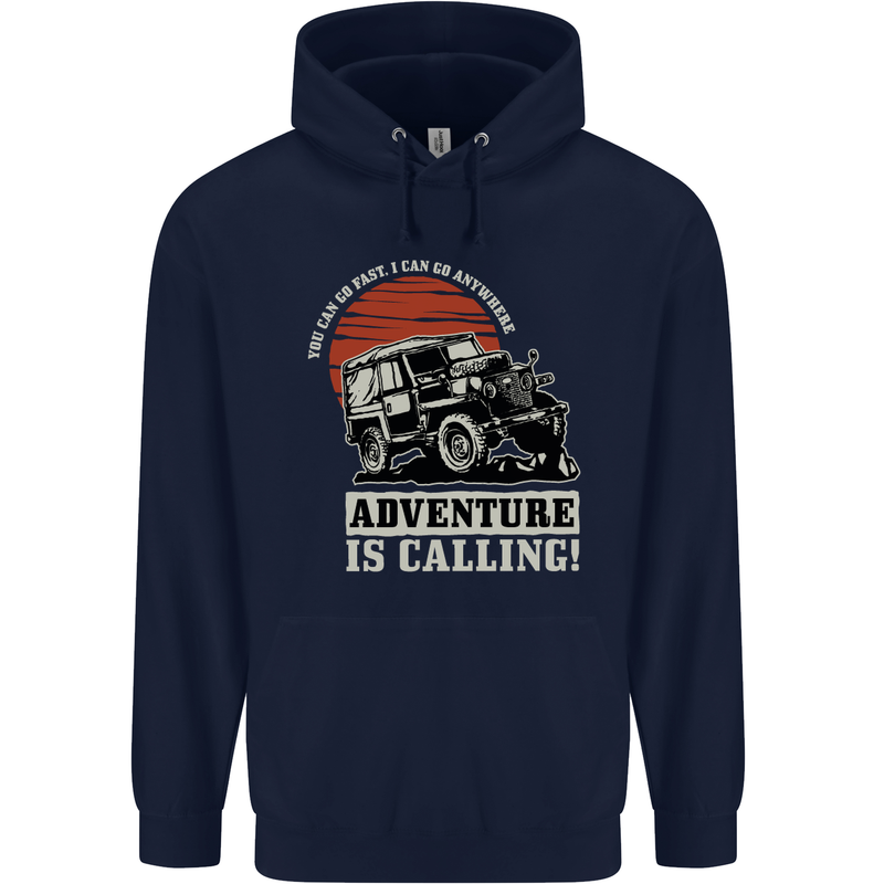 Adventure Is Calling 4X4 Off Roading Road Mens 80% Cotton Hoodie Navy Blue