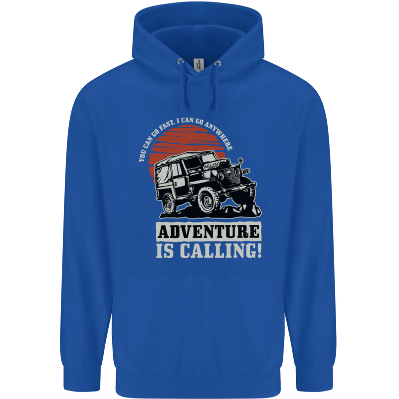 Adventure Is Calling 4X4 Off Roading Road Mens 80% Cotton Hoodie Royal Blue