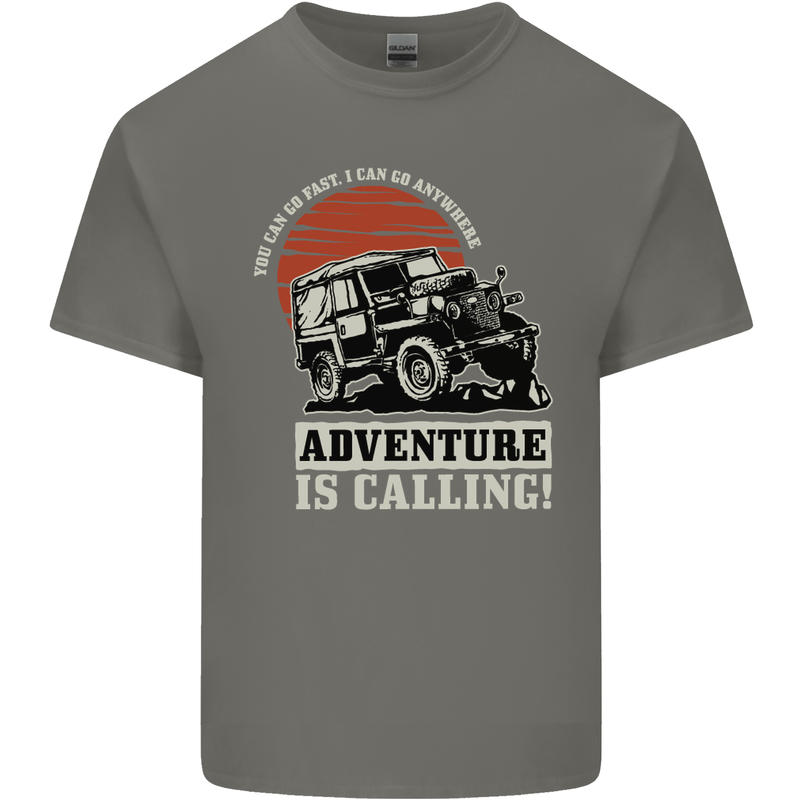 Adventure Is Calling 4X4 Off Roading Road Mens Cotton T-Shirt Tee Top Charcoal