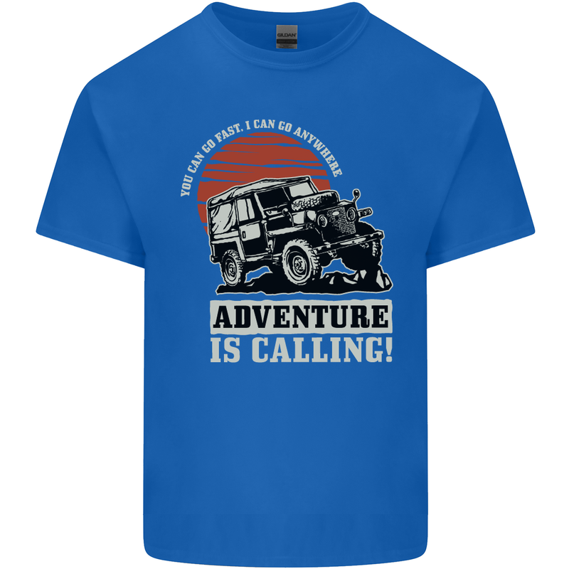 Adventure Is Calling 4X4 Off Roading Road Mens Cotton T-Shirt Tee Top Royal Blue