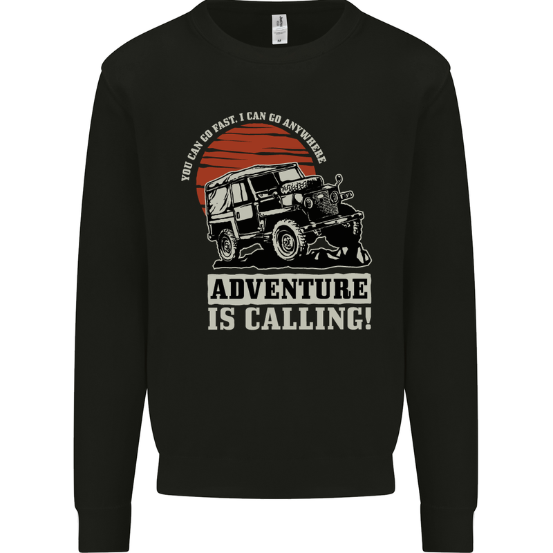 Adventure Is Calling 4X4 Off Roading Road Mens Sweatshirt Jumper Black