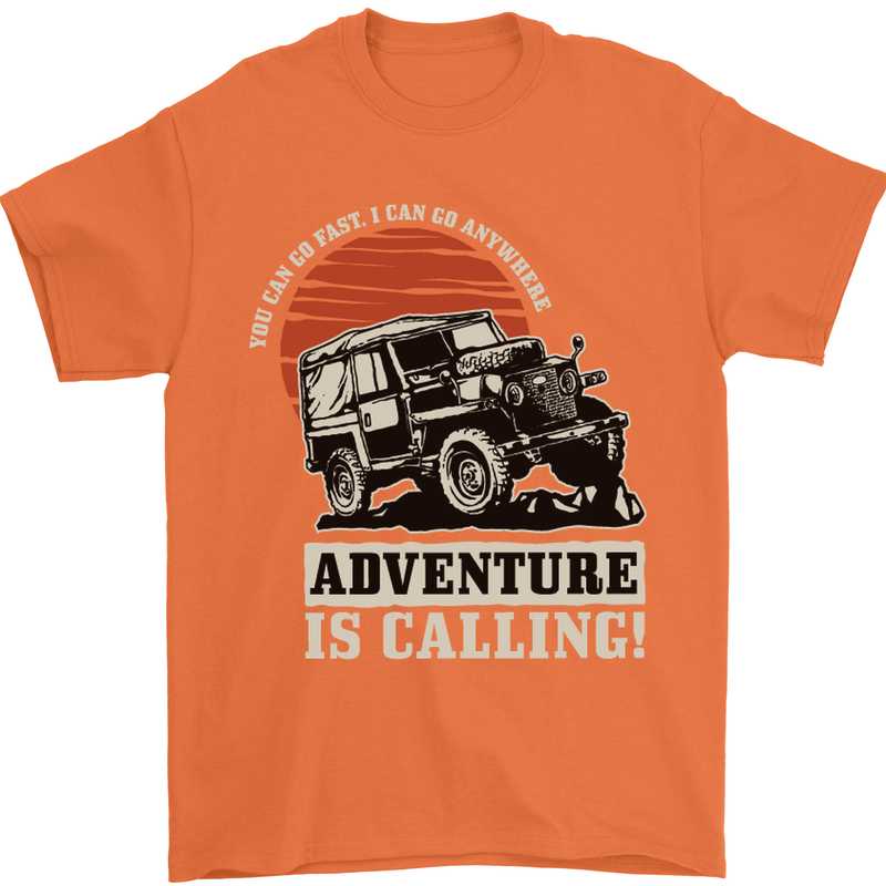 Adventure Is Calling 4X4 Off Roading Road Mens T-Shirt Cotton Gildan Orange