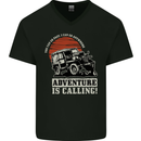 Adventure Is Calling 4X4 Off Roading Road Mens V-Neck Cotton T-Shirt Black