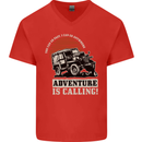 Adventure Is Calling 4X4 Off Roading Road Mens V-Neck Cotton T-Shirt Red