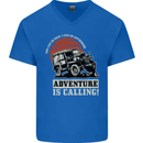 Adventure Is Calling 4X4 Off Roading Road Mens V-Neck Cotton T-Shirt Royal Blue