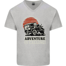 Adventure Is Calling 4X4 Off Roading Road Mens V-Neck Cotton T-Shirt Sports Grey