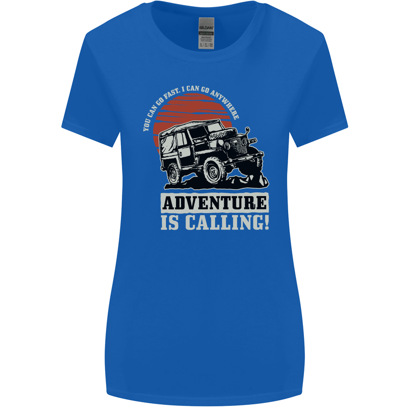 Adventure Is Calling 4X4 Off Roading Road Womens Wider Cut T-Shirt Royal Blue