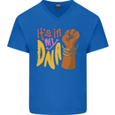 Africa is in My DNA Juneteenth Black Lives Matter Mens V-Neck Cotton T-Shirt Royal Blue
