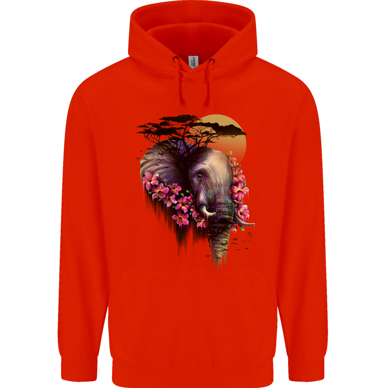 African Elephant Ecology Childrens Kids Hoodie Bright Red