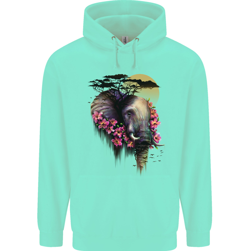 African Elephant Ecology Childrens Kids Hoodie Peppermint