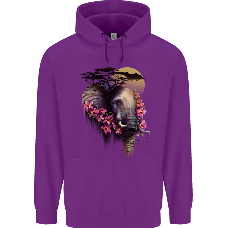 African Elephant Ecology Childrens Kids Hoodie Purple