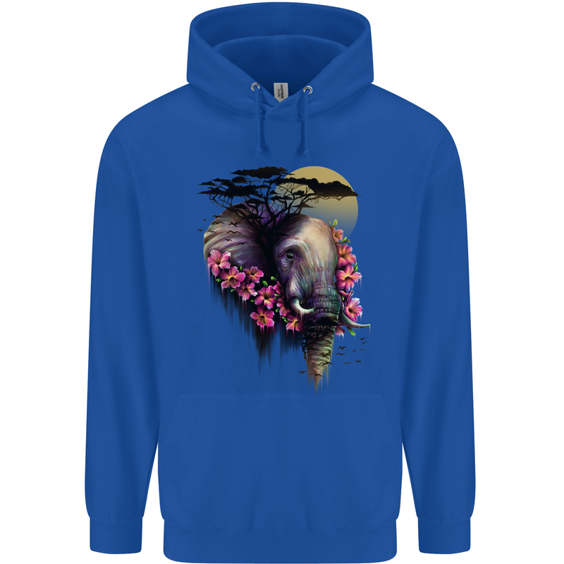 African Elephant Ecology Childrens Kids Hoodie Royal Blue