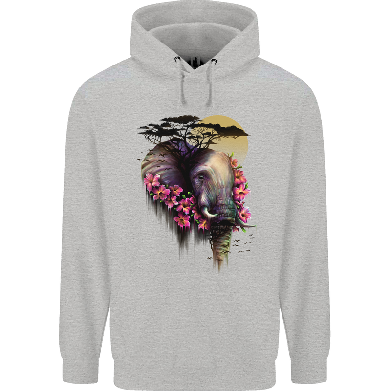 African Elephant Ecology Childrens Kids Hoodie Sports Grey