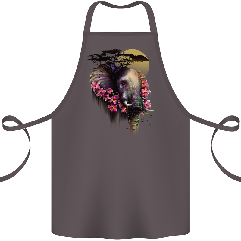African Elephant Ecology Cotton Apron 100% Organic Dark Grey