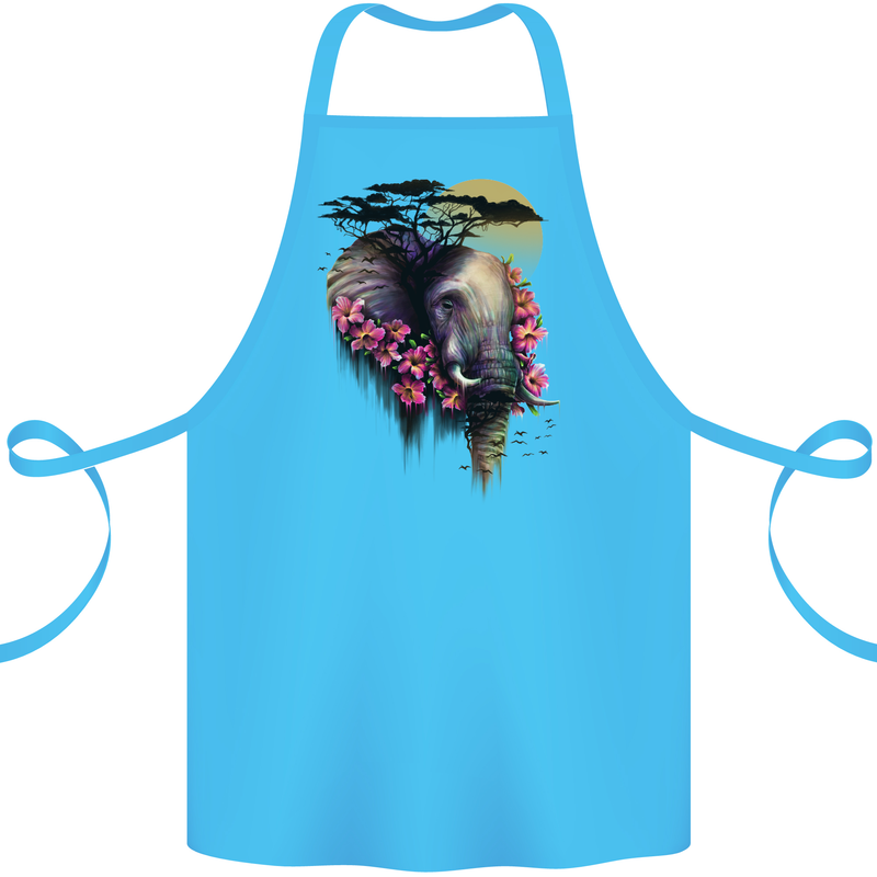 African Elephant Ecology Cotton Apron 100% Organic Turquoise