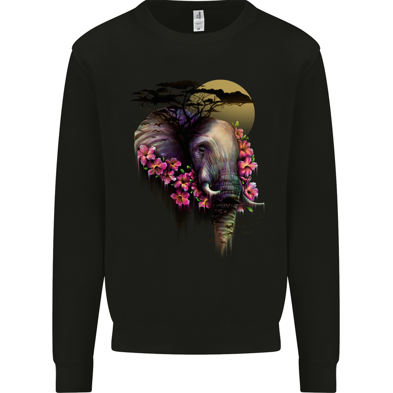 African Elephant Ecology Kids Sweatshirt Jumper Black