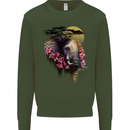 African Elephant Ecology Kids Sweatshirt Jumper Forest Green