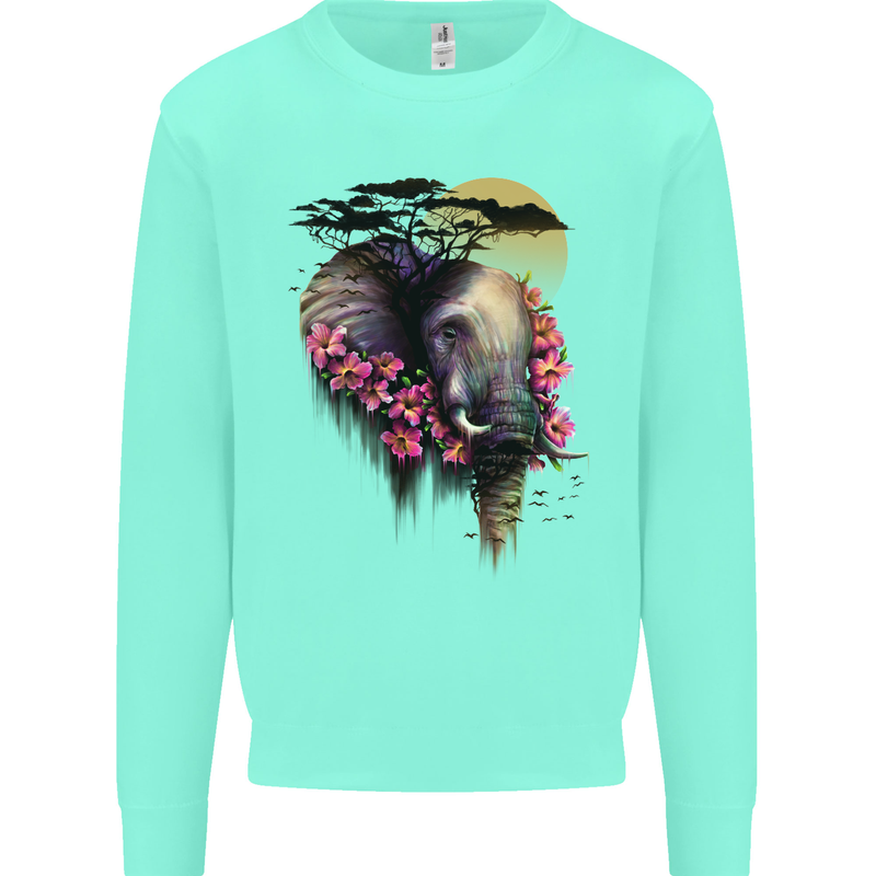 African Elephant Ecology Kids Sweatshirt Jumper Peppermint